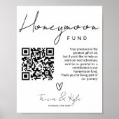 Moderne QR code Zwart wit Honeymoon Fund Wedding Poster (Voorkant)