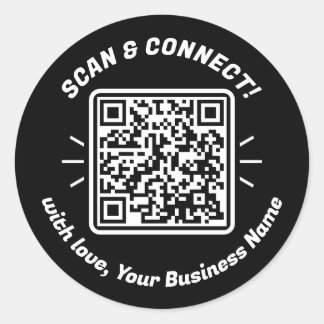 Moderne QR-code zwart wit met liefde Ronde Sticker