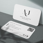 Moderne QR-CODE zwart-wit monogrammen Visitekaartje