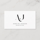 Moderne QR-CODE zwart-wit monogrammen Visitekaartje (Voorkant)