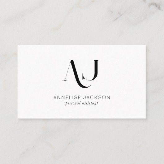 Moderne QR-CODE zwart-wit monogrammen Visitekaartje (Voorkant)