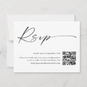 Moderne QR Code Zwart-Wit RSVP Kaartje (Voorkant)