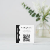 Moderne QR-code Zwart Wit Side Wave Foto bruiloft Informatiekaartje (Staand voorkant)