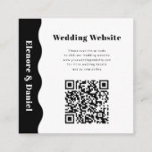 Moderne QR-code Zwart Wit Side Wave Foto bruiloft Informatiekaartje (Voorkant)