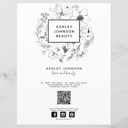 Moderne QR Code Zwart Wit Spa 3 Diensten Menu (Achterkant)