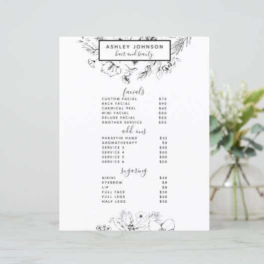 Moderne QR Code Zwart Wit Spa 3 Diensten Menu (Staand voorkant)