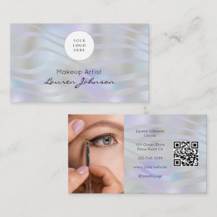 Moderne QR-code Zwarte Script Foto Make-up Visitekaartje