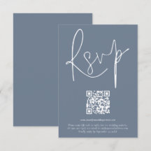 Moderne QR-codecode voor bruiloft blauwe RSVP-kaar