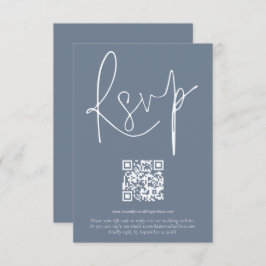 Moderne QR-codecode voor bruiloft blauwe RSVP-kaar Kaart