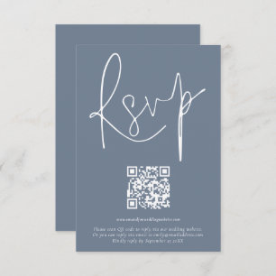 Moderne QR-codecode voor bruiloft blauwe RSVP-kaar Kaart