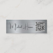 Moderne QR-coderingsbalk Silver Mini Visitekaartje (Voorkant)