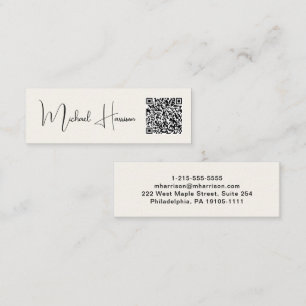 Moderne QR-coderingshandschrift Cream Mini Visitekaartje