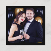 Moderne QR-foto Black Gold Square Weddenschap RSVP Informatiekaartje (Achterkant)