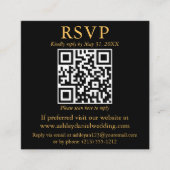 Moderne QR-foto Black Gold Square Weddenschap RSVP Informatiekaartje (Voorkant)
