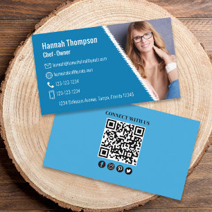 Moderne QR-fotocode blauw   Verbinden met ons Visitekaartje