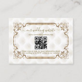 Moderne QR Gold White Art Deco trouwwebsite Informatiekaartje (Voorkant)