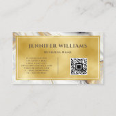 Moderne QR Gold White Marble Elegant Visitekaartje (Achterkant)