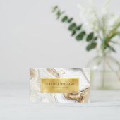 Moderne QR Gold White Marble Elegant Visitekaartje (Staand voorkant)