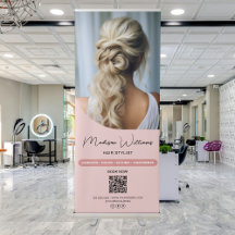 Moderne QR Hair Stylist Salon Roze