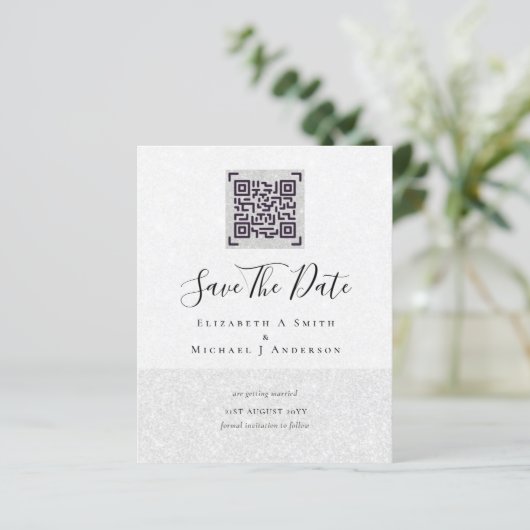 Moderne QR-scan-code trouwdatum uitnodigingen (Staand voorkant)