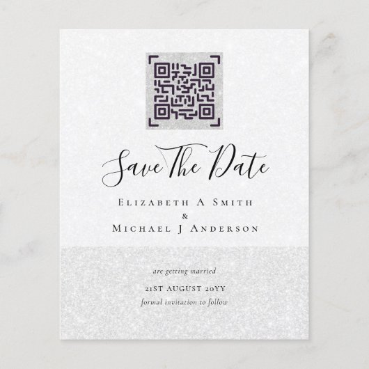 Moderne QR-scan-code trouwdatum uitnodigingen (Voorkant)