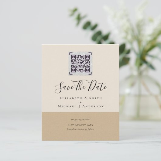 Moderne QR-scan-code trouwdatum uitnodigingen (Staand voorkant)