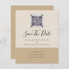 Moderne QR-scan-code trouwdatum uitnodigingen