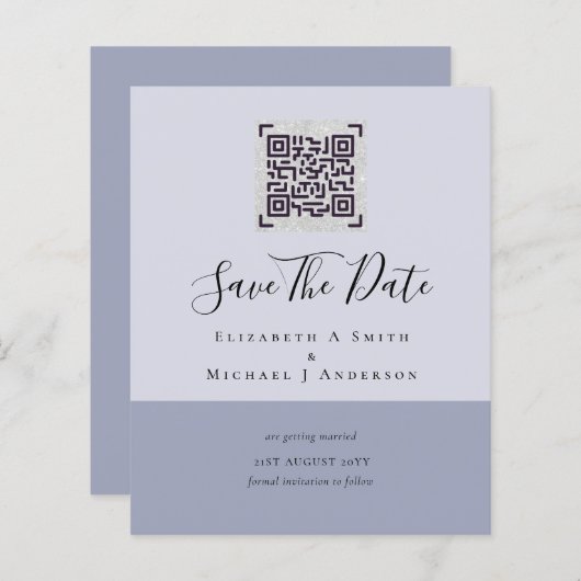 Moderne QR-scan-code trouwdatum uitnodigingen (Voorkant / Achterkant)