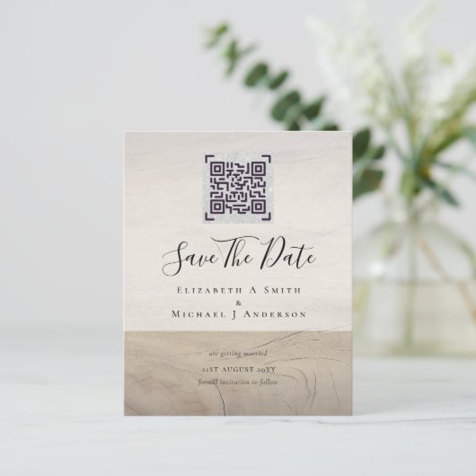 Moderne QR-scancode uitnodigingen om uw trouwdatum (Staand voorkant)