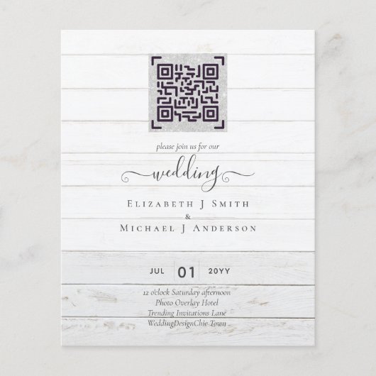 Moderne QR-scancode uitnodigingen om uw trouwdatum Flyer (Voorkant)