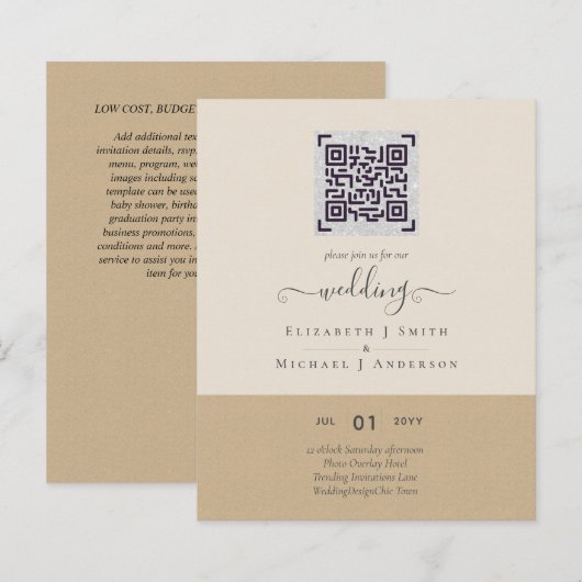 Moderne QR-scancode uitnodigingen voor het bewaren (Voorkant / Achterkant)