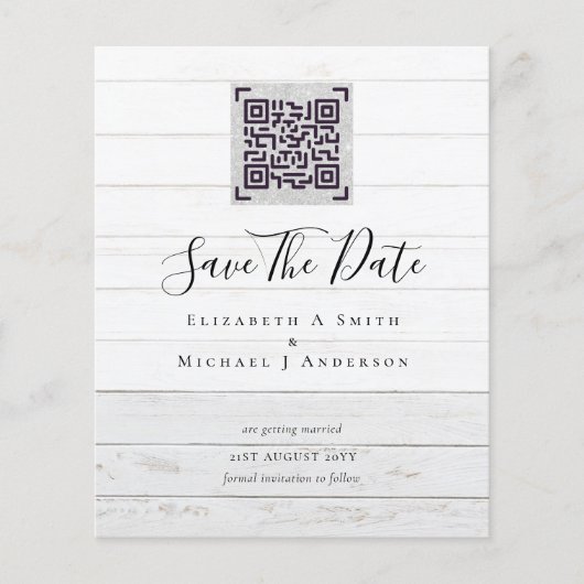Moderne QR Scanning Code Wedding Save Date Invitae (Voorkant)
