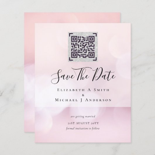 Moderne QR Scanning Code Wedding Save Date Invitae (Voorkant / Achterkant)