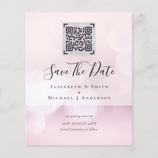 Moderne QR Scanning Code Wedding Save Date Invitae (Voorkant)