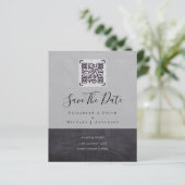 Moderne QR Scanning Code Wedding Save Date Invitae (Staand voorkant)