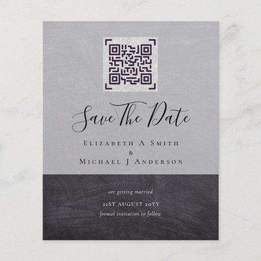 Moderne QR Scanning Code Wedding Save Date Invitae (Voorkant)