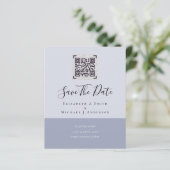 Moderne QR Scanning Code Wedding Save Date Invitae (Staand voorkant)