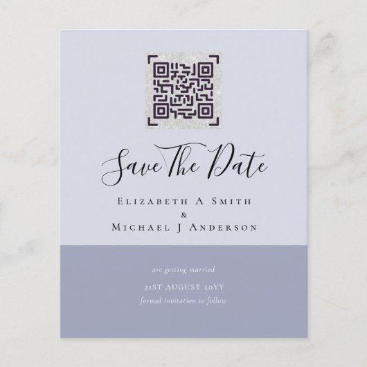 Moderne QR Scanning Code Wedding Save Date Invitae (Voorkant)