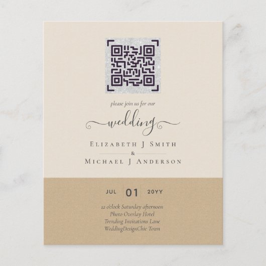 Moderne QR Scanning Code Wedding Save Date Invitae Flyer (Voorkant)