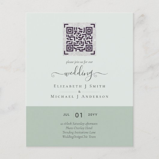 Moderne QR Scanning Code Wedding Save Date Invitae Flyer (Voorkant)