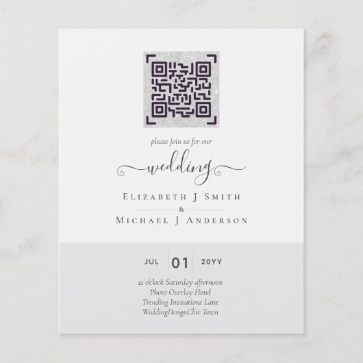 Moderne QR Scanning Code Wedding Save Date Invitae Flyer (Voorkant)