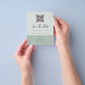 Moderne QR Scanning Code Wedding Save Date Invitae Flyer (Hand)
