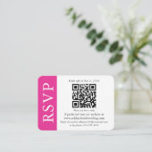 Moderne QR Wedding RSVP Hot Pink en White Informatiekaartje (Staand voorkant)