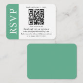 Moderne QR Wedding RSVP Mint Green en White Informatiekaartje (Voorkant / Achterkant)
