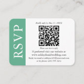 Moderne QR Wedding RSVP Mint Green en White Informatiekaartje (Voorkant)
