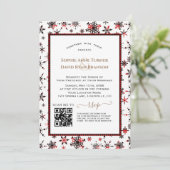 Moderne QR Winter Feestdagen Rode Buffel bruiloft Kaart (Staand voorkant)