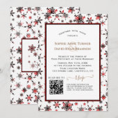 Moderne QR Winter Feestdagen Rode Buffel bruiloft Kaart (Voorkant / Achterkant)