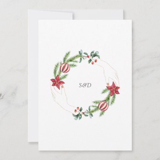 Moderne QR Winter Vakantie Krans Goud Bruiloft Kaart (Achterkant)