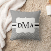 Moderne Quatrefoil Monogram Pillow Alle kleuren Kussen (Deken)