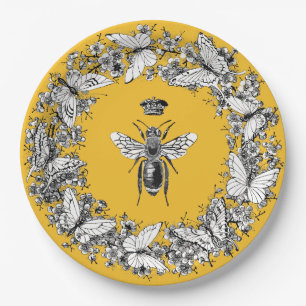 Moderne Queen Bee Crown Butterfly krans Papieren Bordje